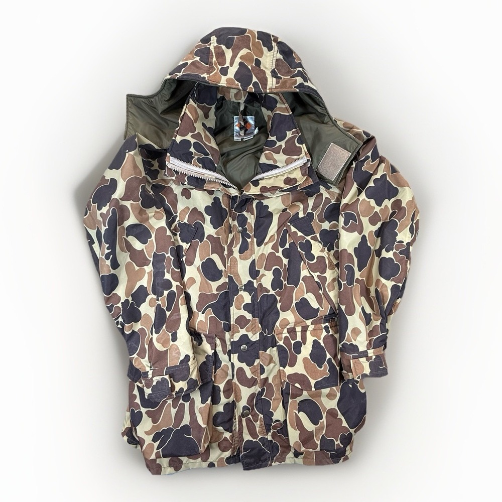 Vintage Columbia Puffer Jacket Mens Medium Hooded Duck Camo Parka RN 69724